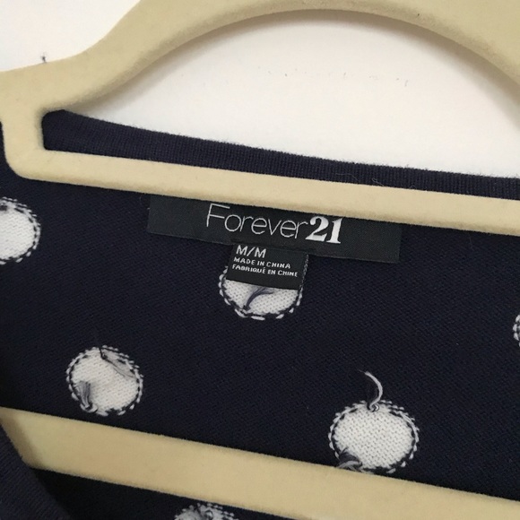 Forever 21 Navy Blue Polka Dot Crop Cardigan - Picture 2 of 4